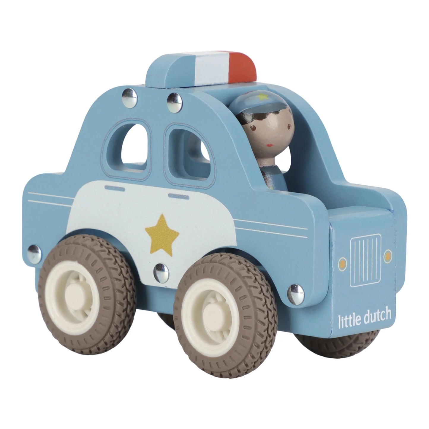 Macchina della polizia con personaggio