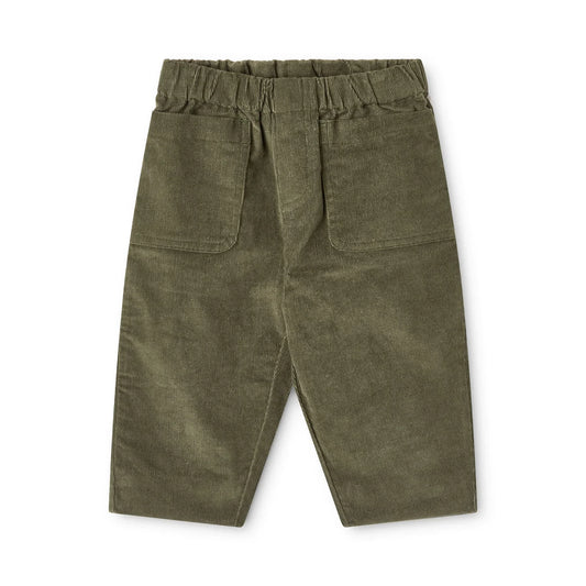 Pantalone velluto verde con bordo finale a quadri Billie