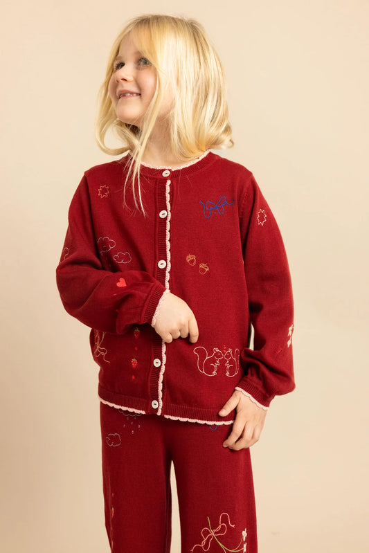 Completo cardigan e pantalone ricamato Agnes