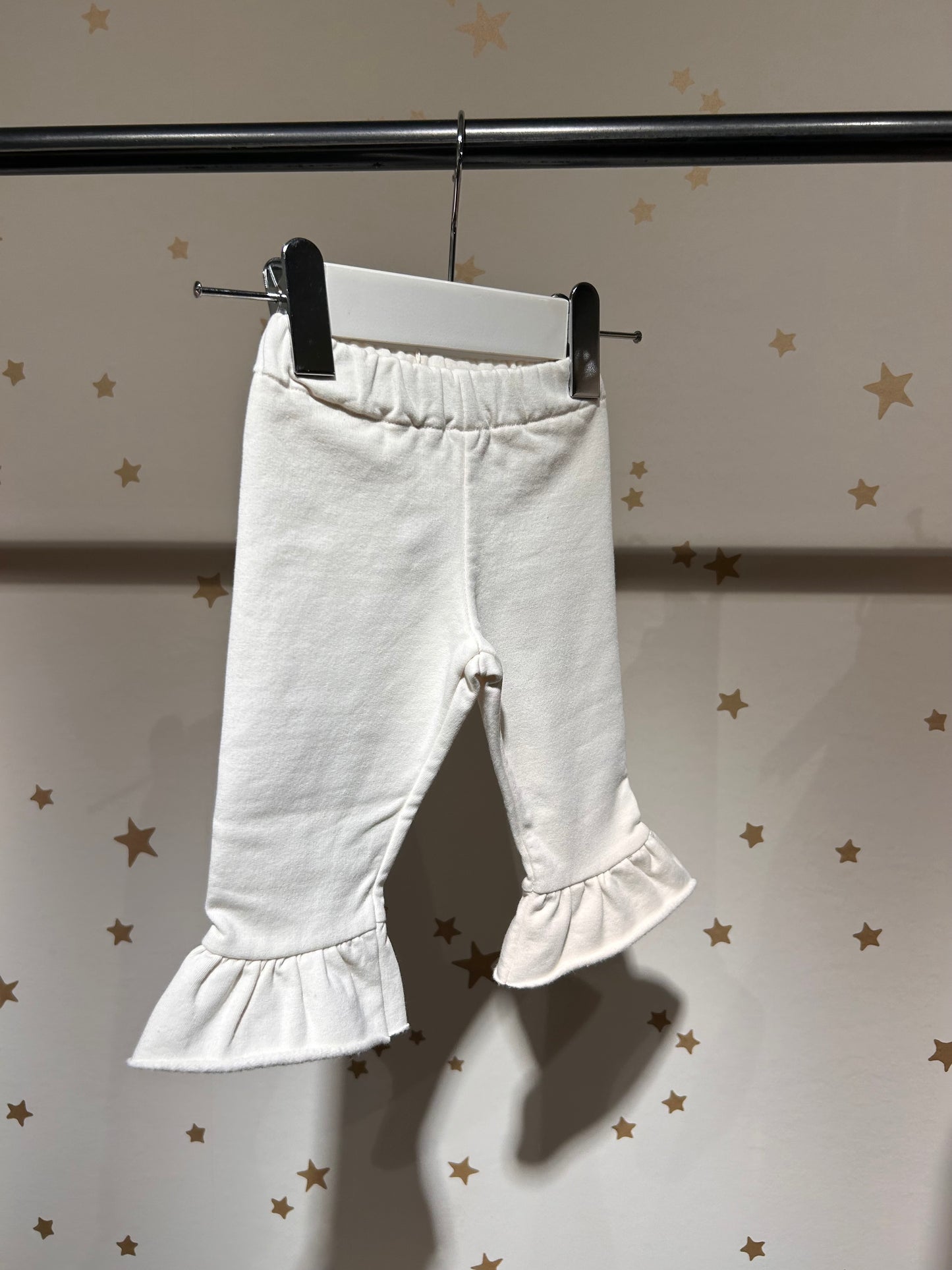 Pantalone felpa baby avorio con rouge