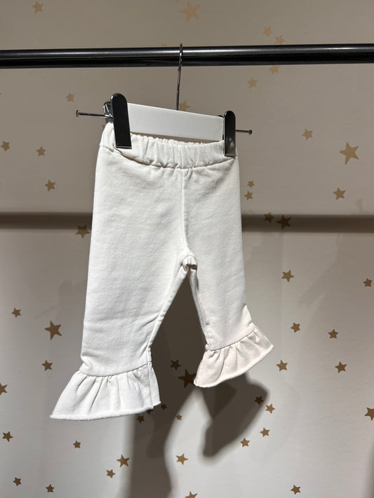 Pantalone felpa baby avorio con rouge