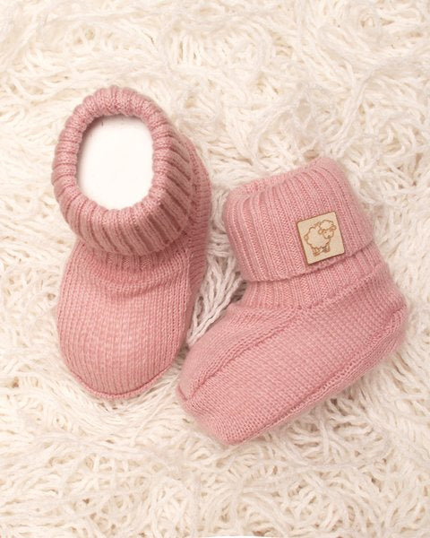 Scarpine/Calzine neonato rosa pura lana merino