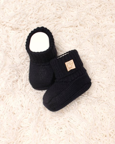 Scarpine/Calzine neonato blu pura lana merino