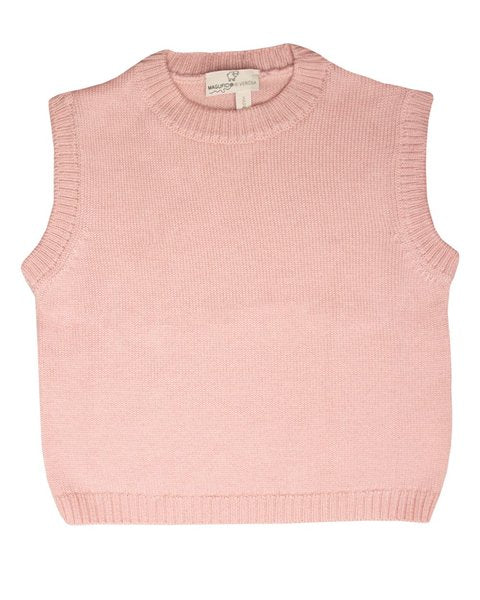 Gilet bambina rosa pura lana merino