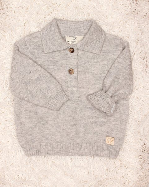 Polo neonato grigia pura lana merino ultrafino
