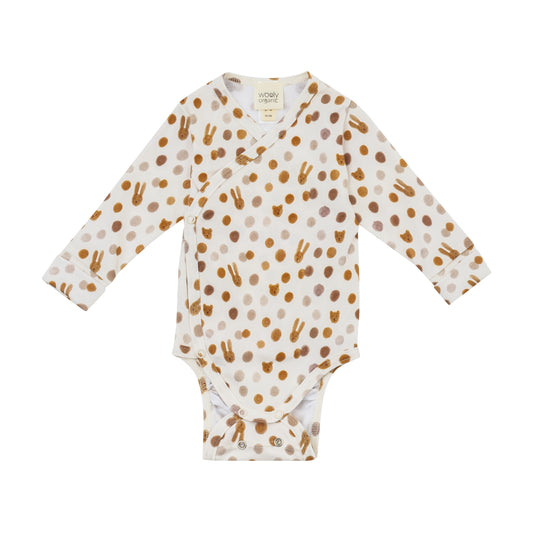 Body manica lunghe cotone BIO pois caramello