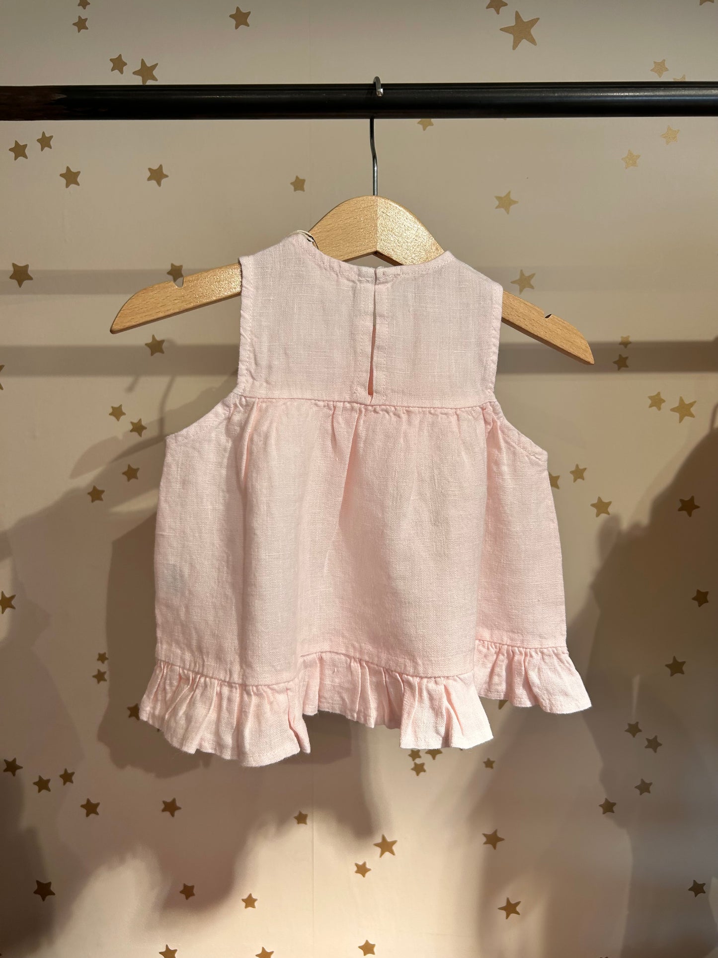 Blusa baby in lino rosa confetto