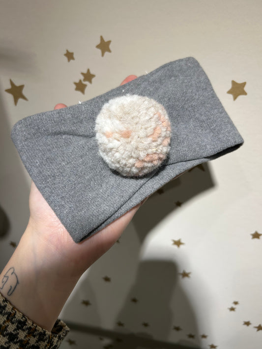 Fascia caldo cotone grigio pon pon