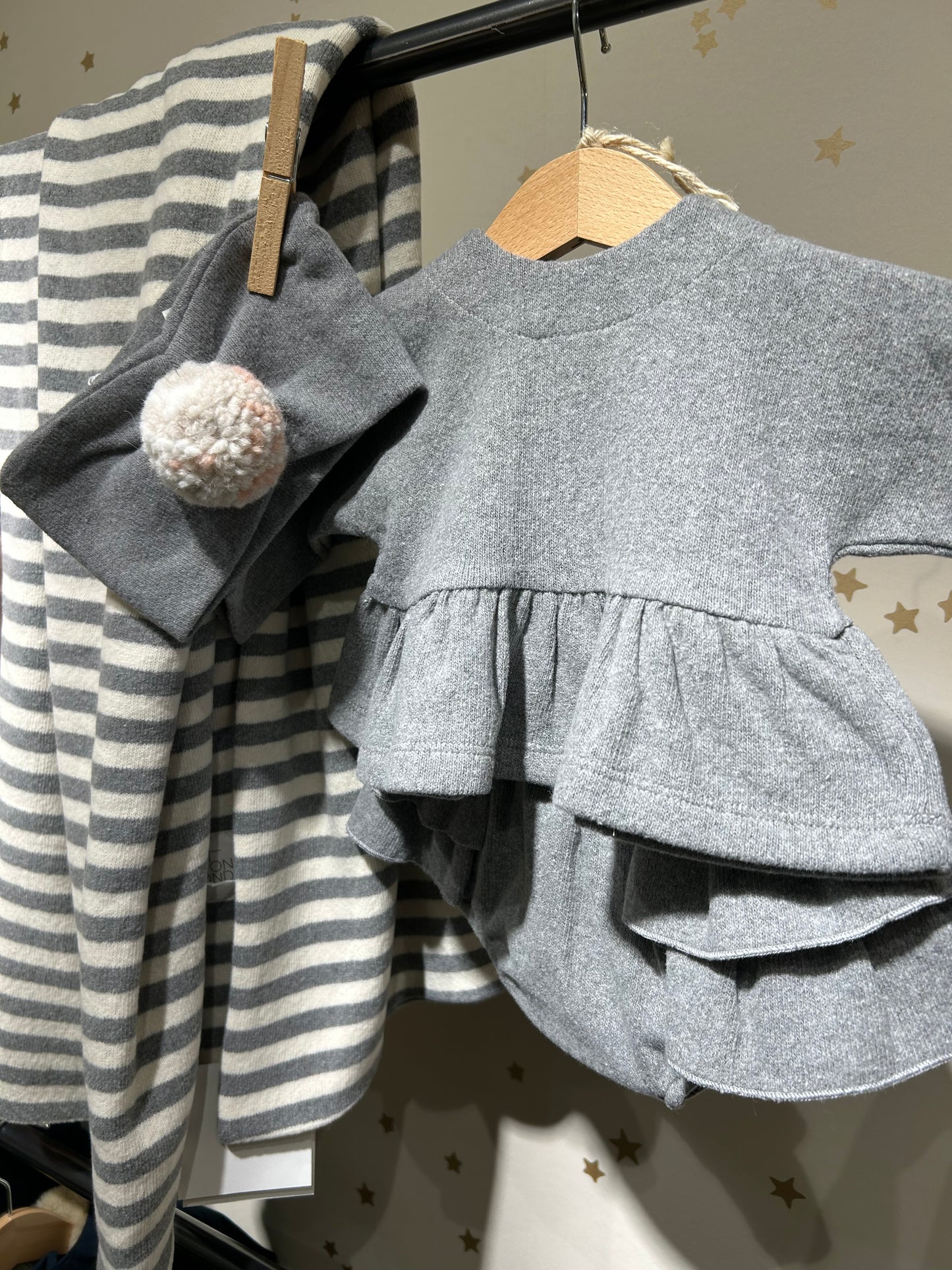 Fascia caldo cotone grigio pon pon