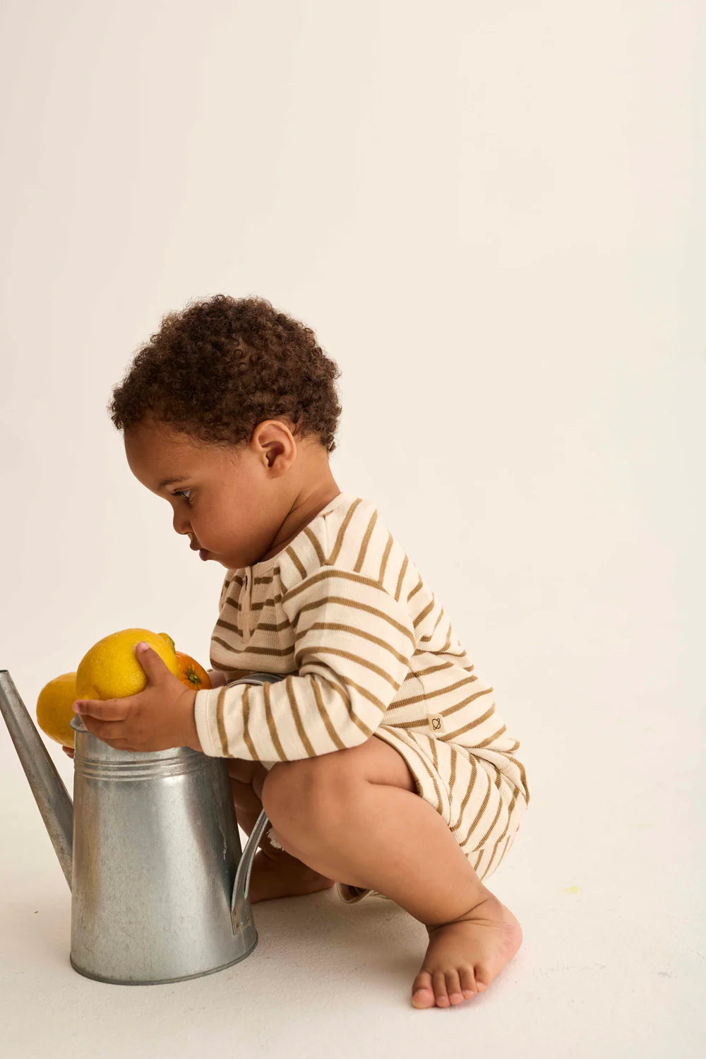 Felpa Clay a righe sabbia in spugna