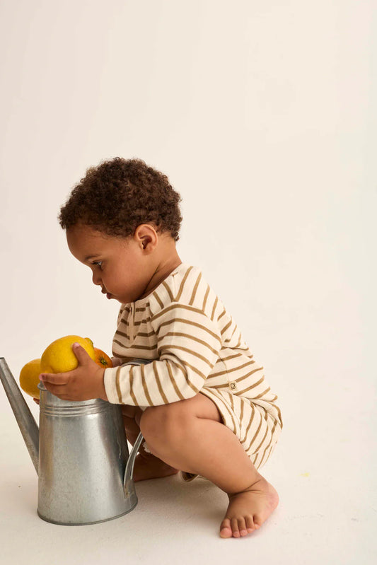 Felpa Clay a righe sabbia in spugna