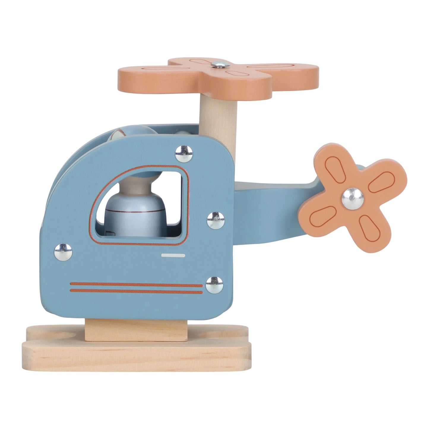 Elicottero in legno con personaggio
