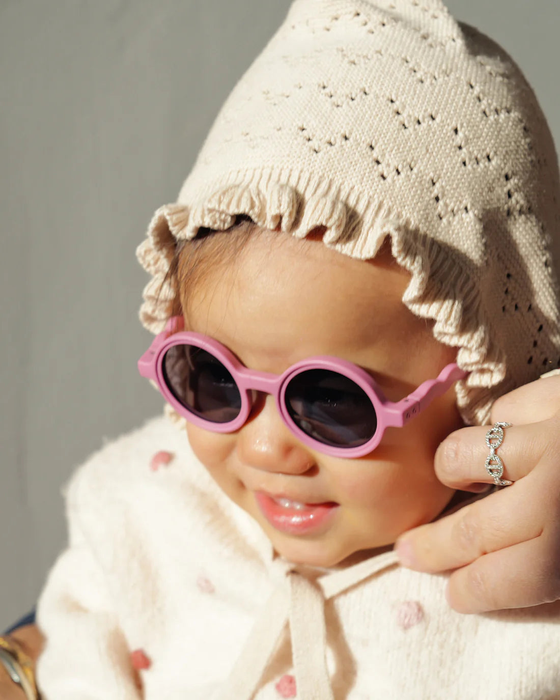 Occhiali da sole rotondi baby rosa Rock Rose 1-3 anni