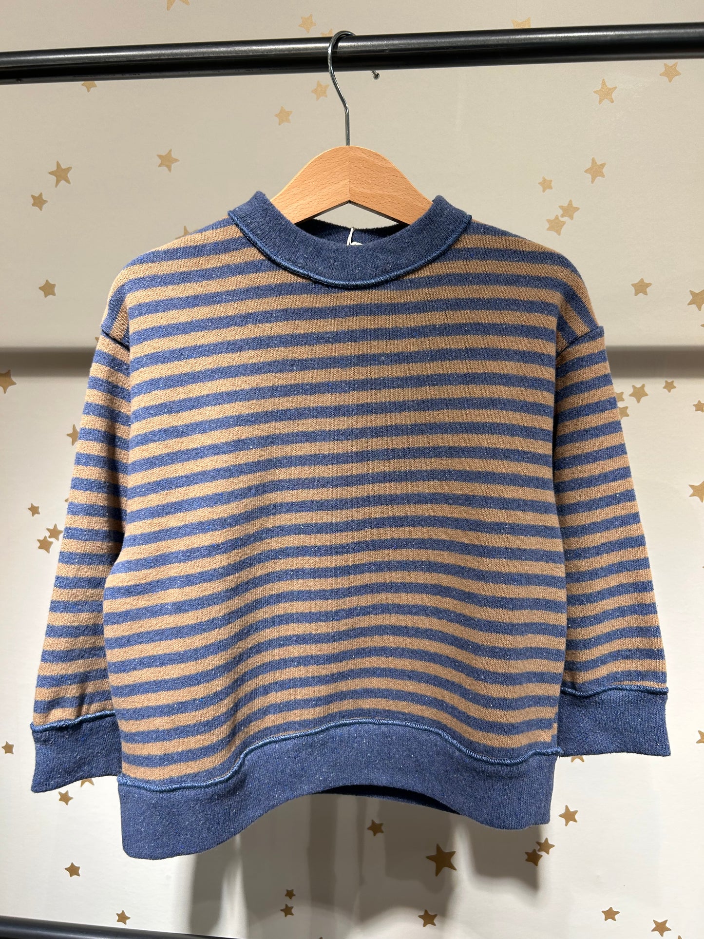 Felpa riga legno/blu caldo cotone