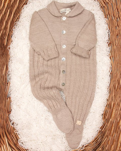 Tutina colletto corda con piedini pura lana merino extrafine