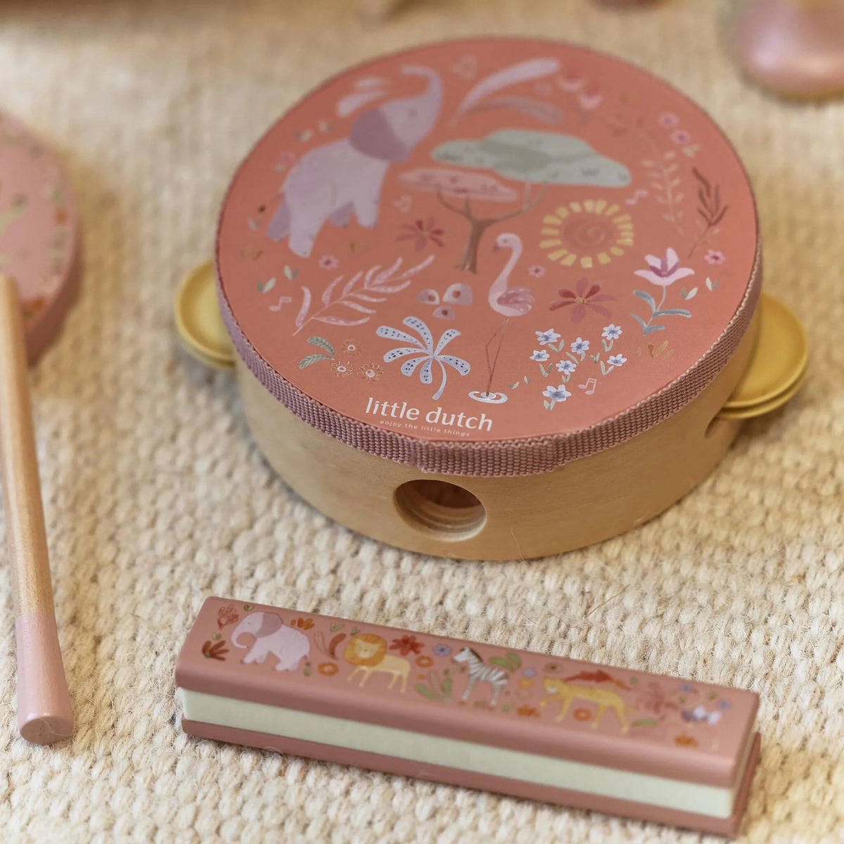 Set musicale in legno rosa Safari Friends