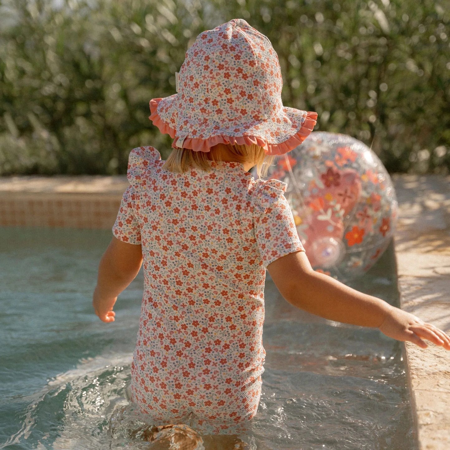 Cappellino reversibile fiori rosa Sunny Flower