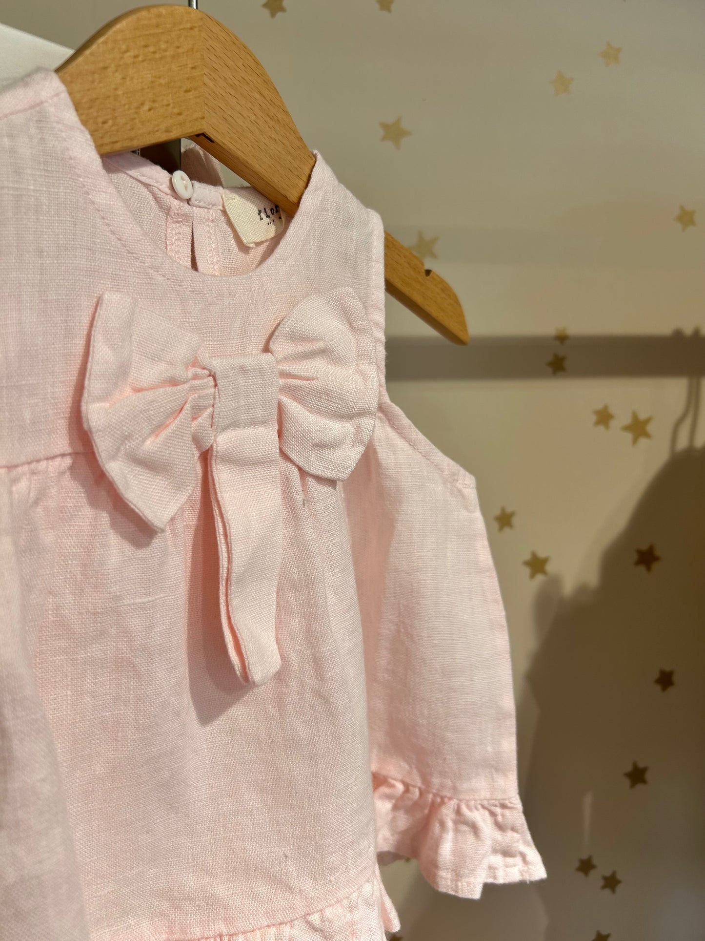Blusa baby in lino rosa confetto