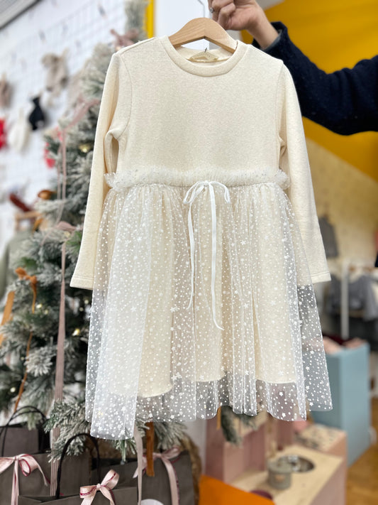 Abito avorio con tulle stelline