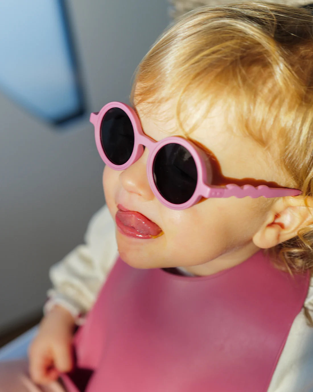 Occhiali da sole rotondi baby rosa Rock Rose 1-3 anni