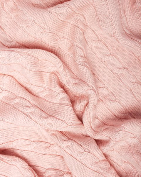 Coperta a trecce rosa pura lana merino 80x100 cm