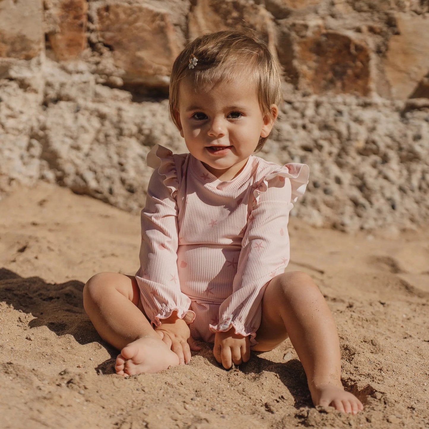 Costume da bagno a maniche lunghe UPF40 Rosa Conchiglie