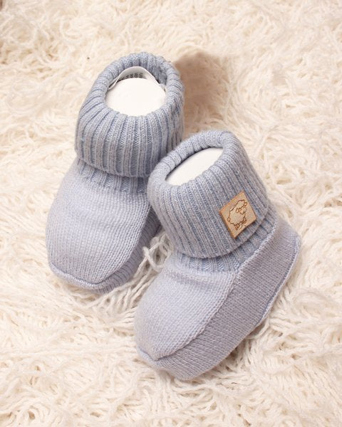 Scarpine/Calzine neonato azzurro pura lana merino