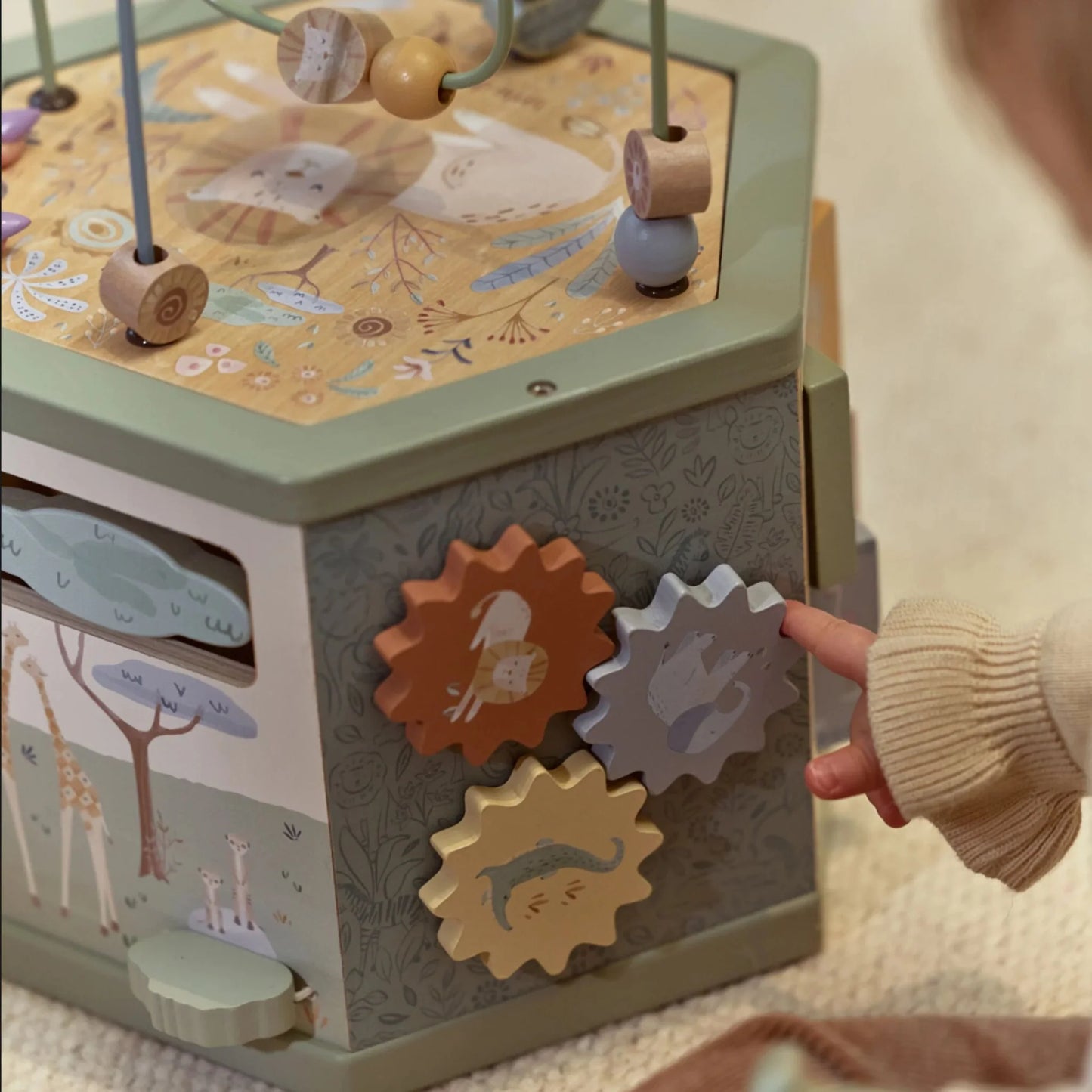 Cubo multi attività in legno Safari Friends