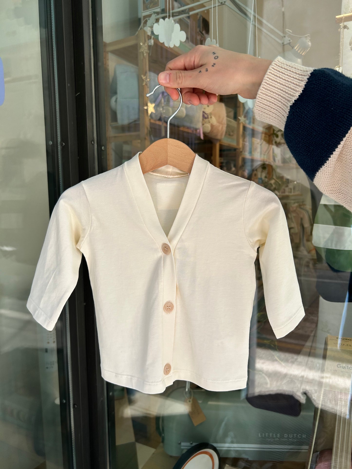 Cardigan en jersey écru Rometto