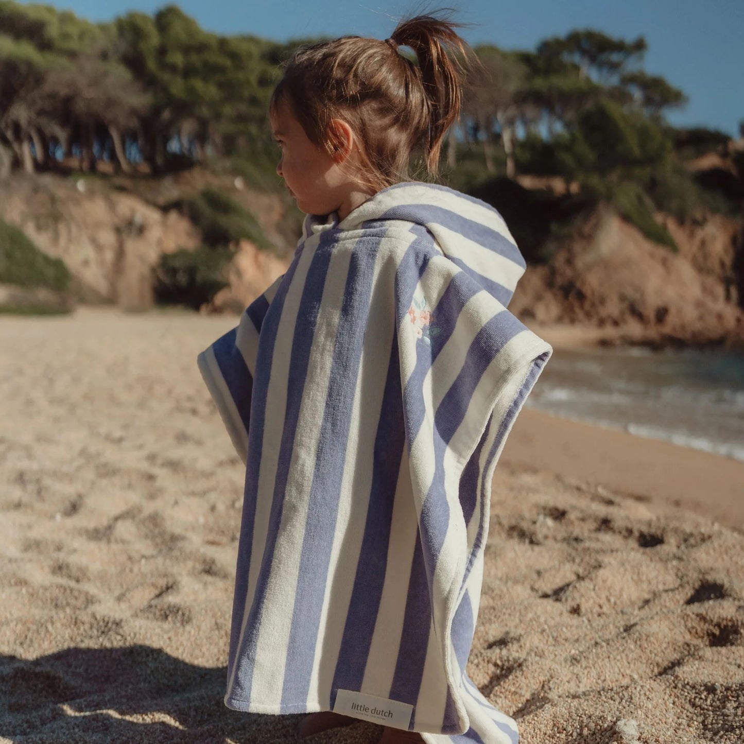 Poncho da mare a righe viola Dreamy Purple Stripe
