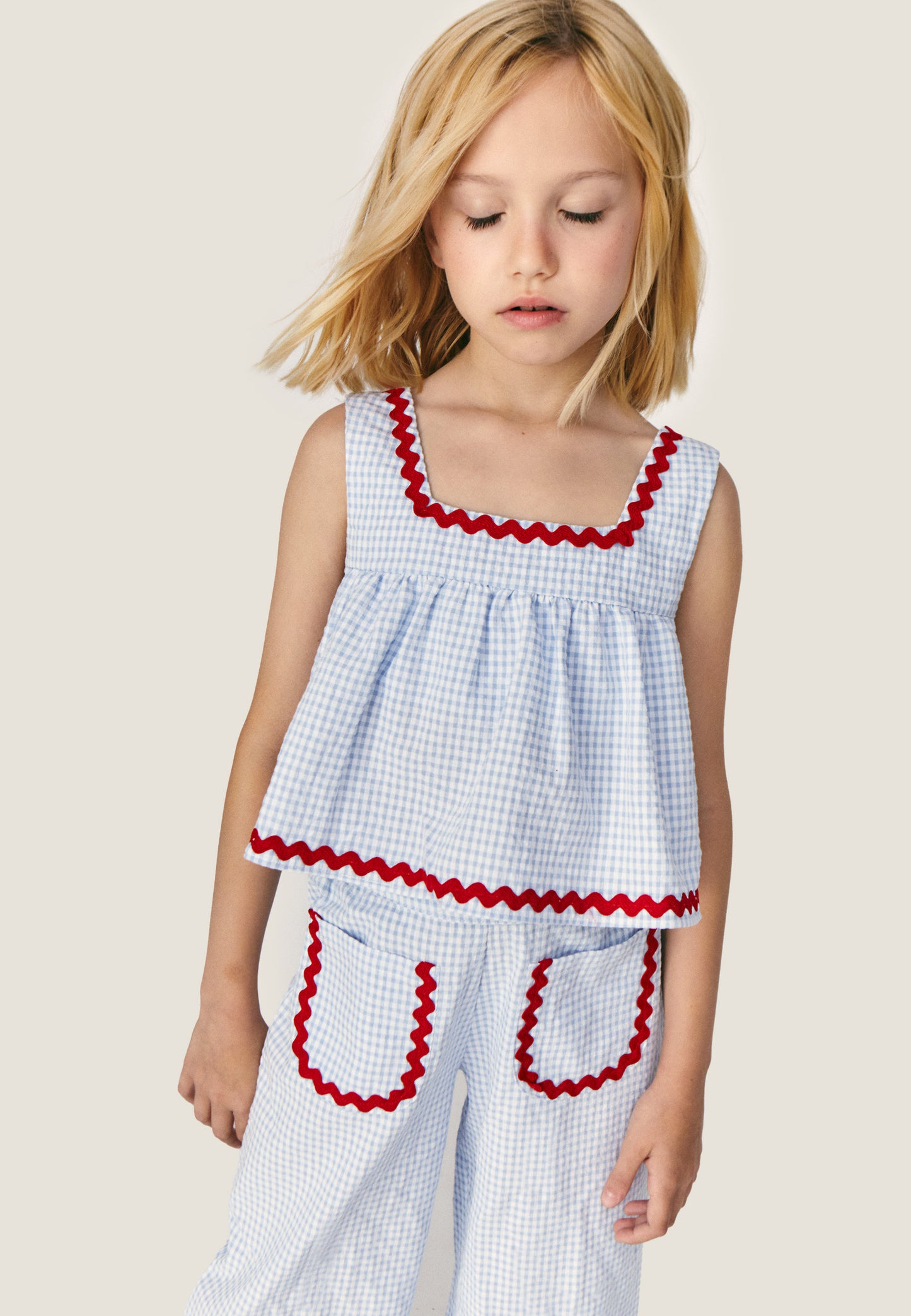 Top vichy azzurro Sylvie