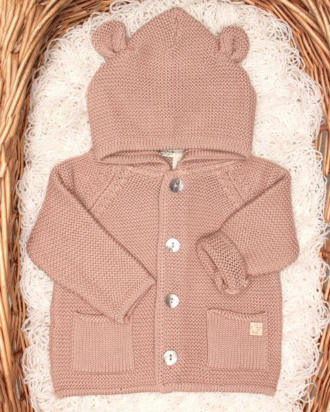 Cappotto orecchiette rosa cipria pura lana vergine merino extrafine