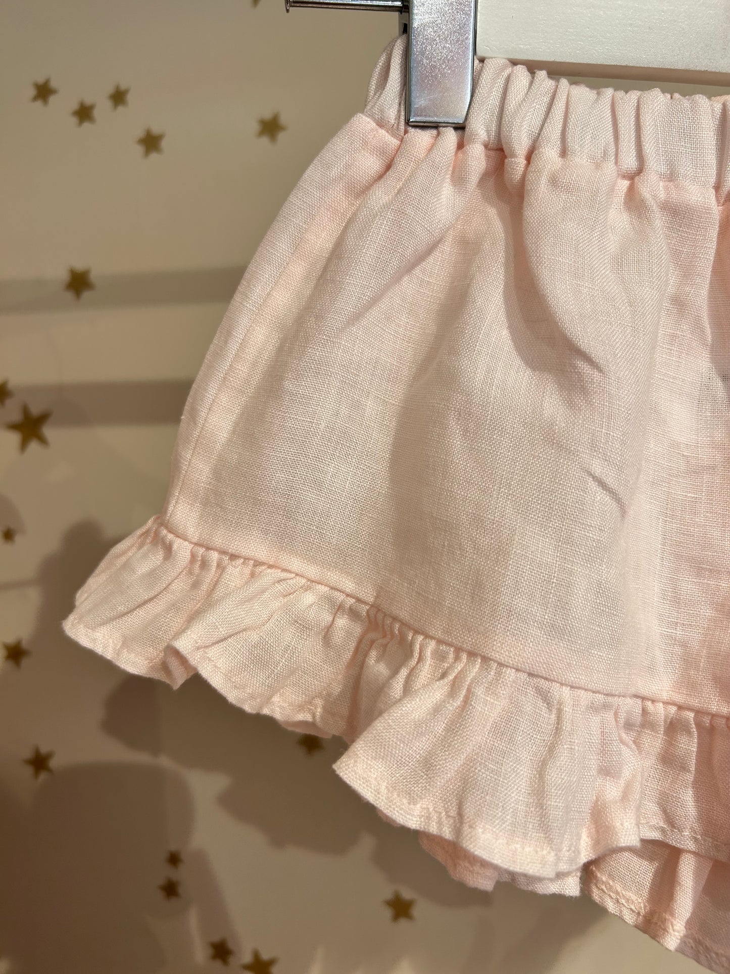 Shorts baby in lino rosa confetto