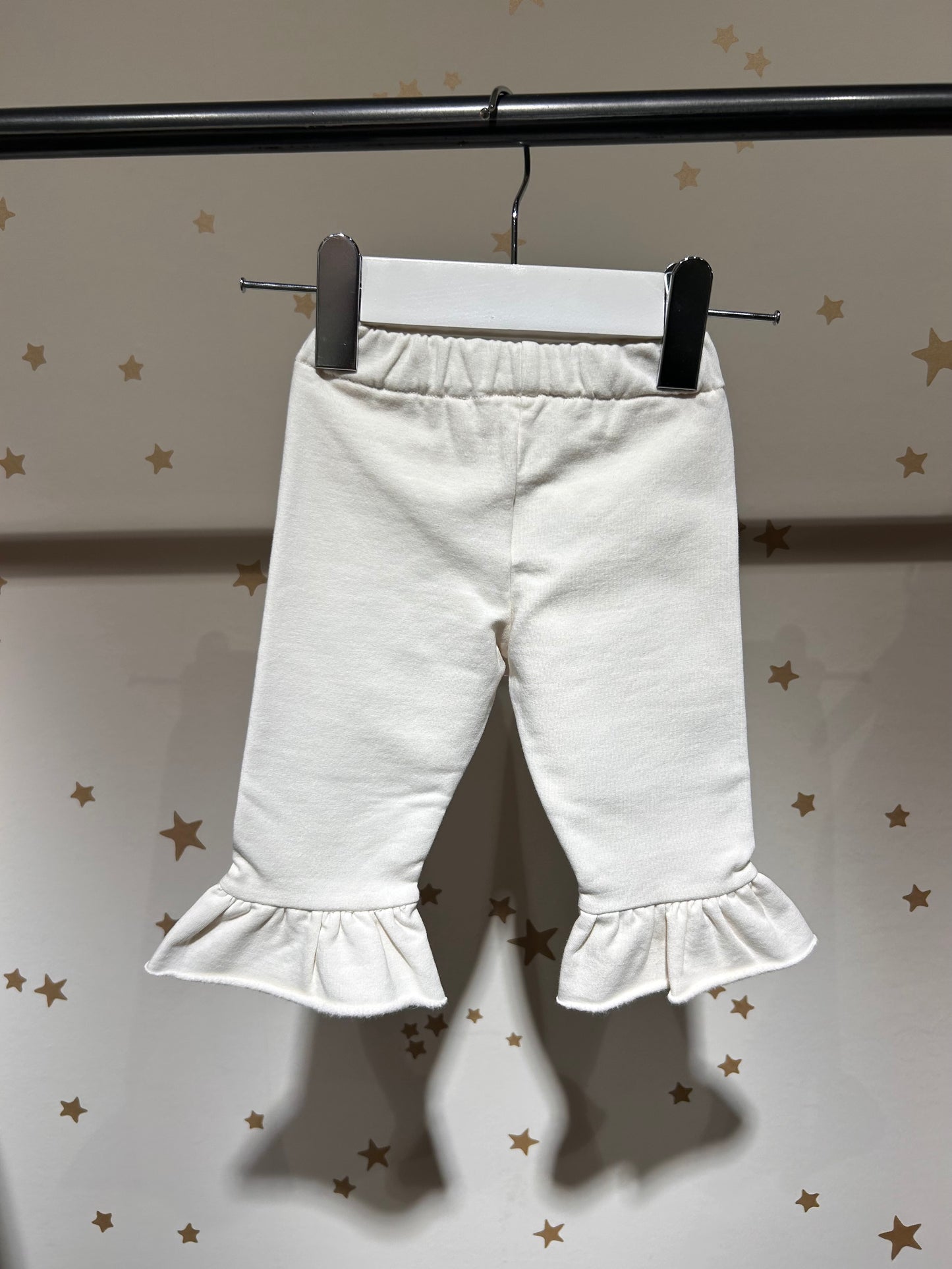 Pantalone felpa baby avorio con rouge