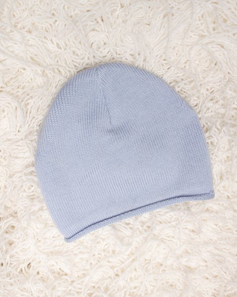 Cuffia ricciolino azzurro in pura lana merino
