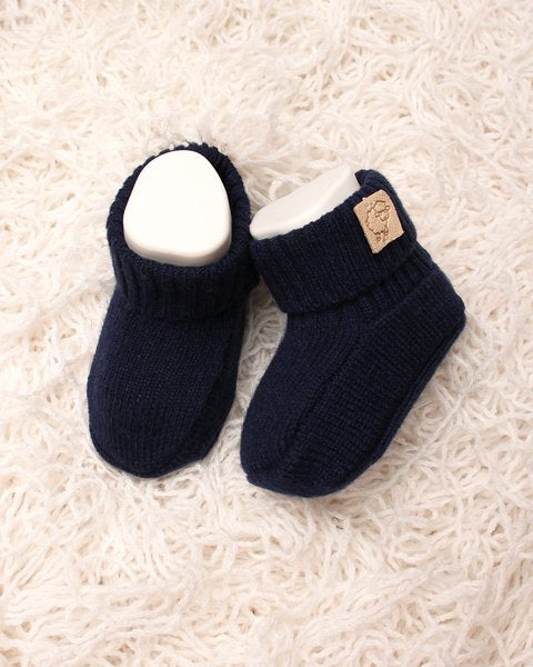 Scarpine/Calzine neonato blu pura lana merino