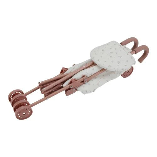 Passeggino bambole in metallo bianco/rosa
