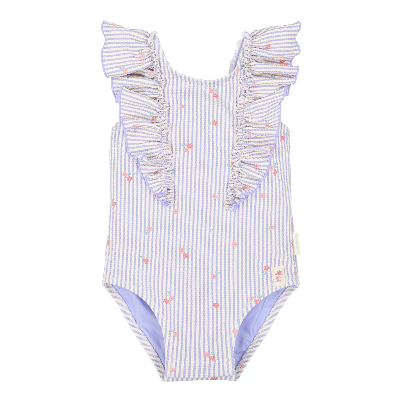 Costume da bagno intero lilla righe/fiori
