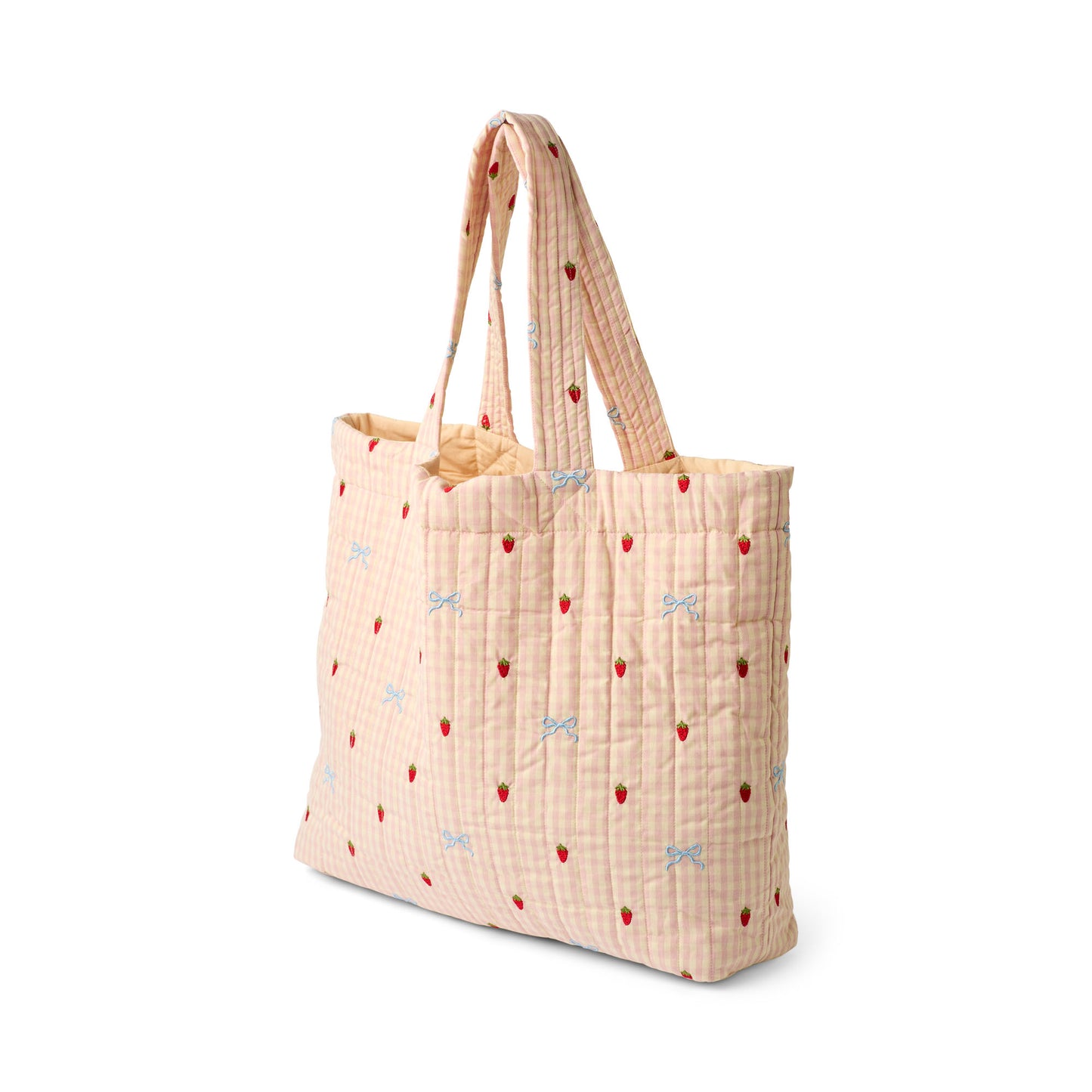 Borsa rosa ricamo fiocchi e fragole