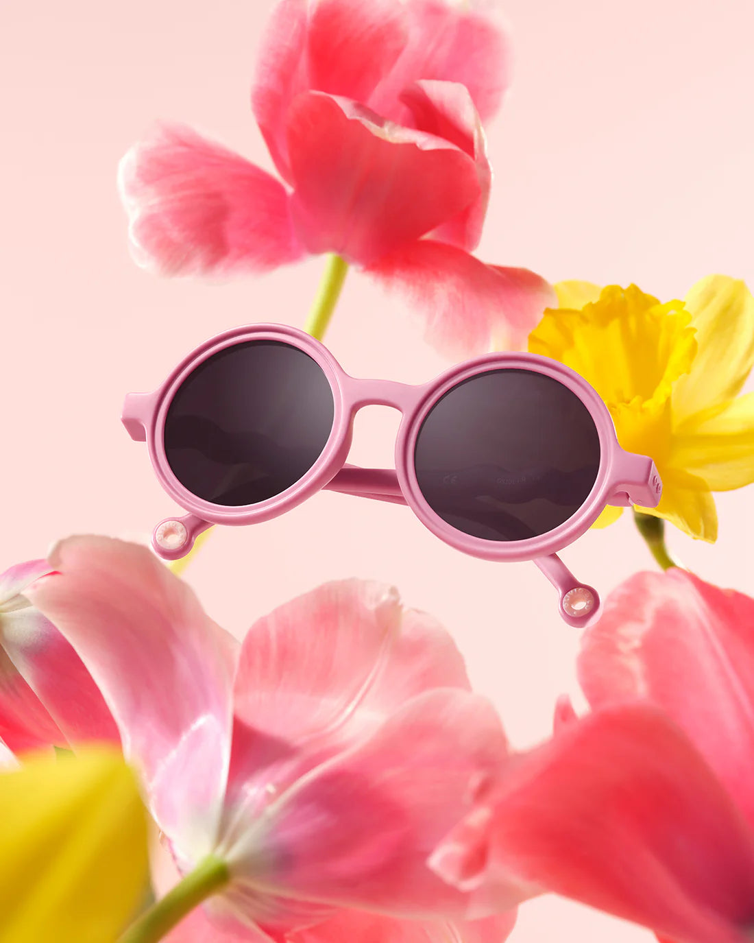 Occhiali da sole rotondi baby rosa Rock Rose 1-3 anni