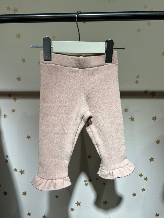 Leggings caldo cotone rosa confetto con balza