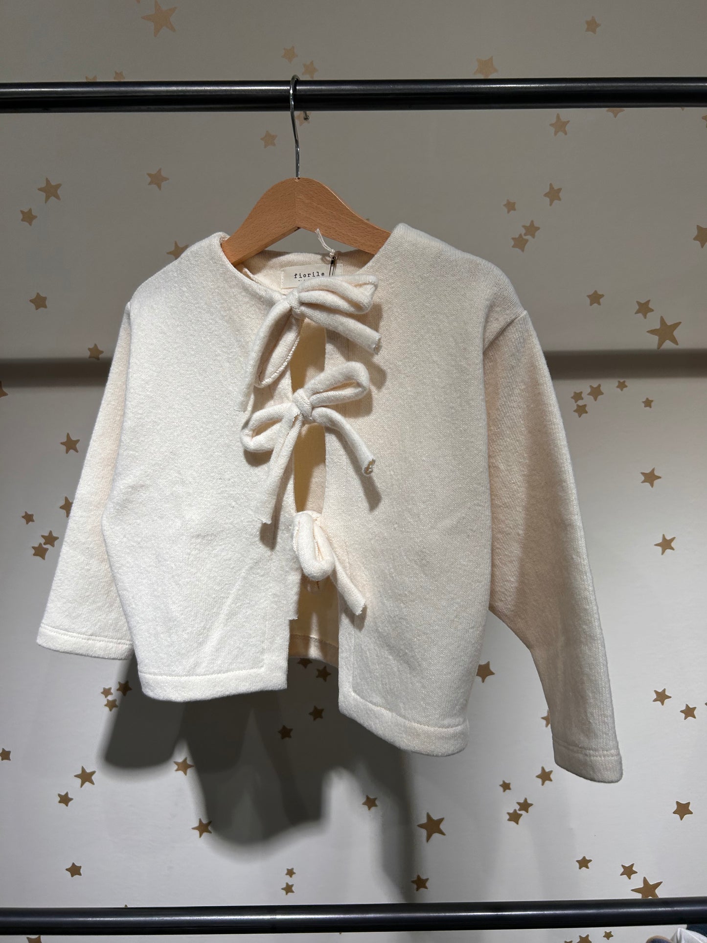 Cardigan avorio fiocchetti, caldo cotone