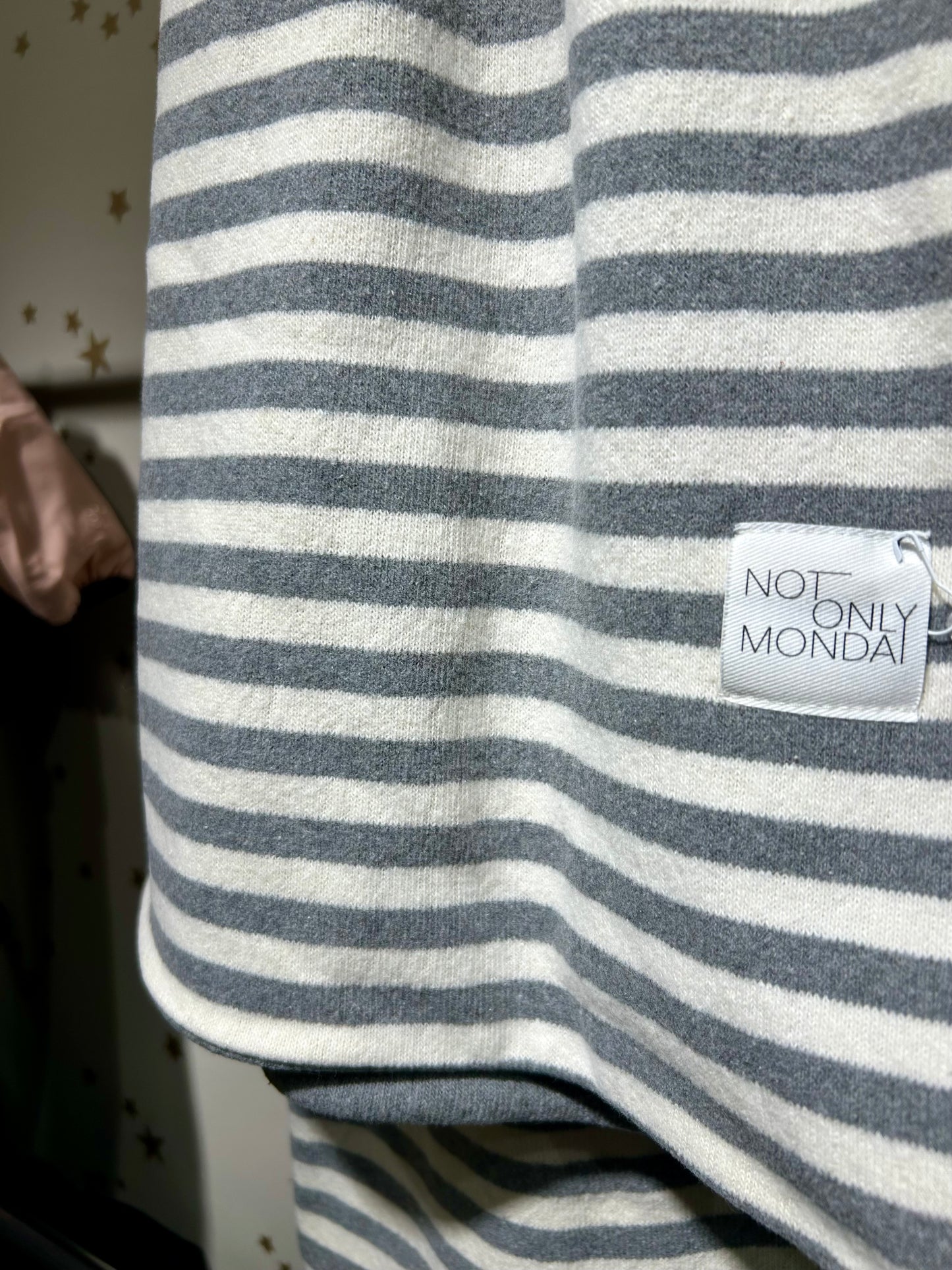 Coperta reversibile caldo cotone grigio/riga grigio 70x113 cm