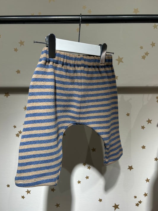 Pantalone baby riga legno/azzurro, caldo cotone