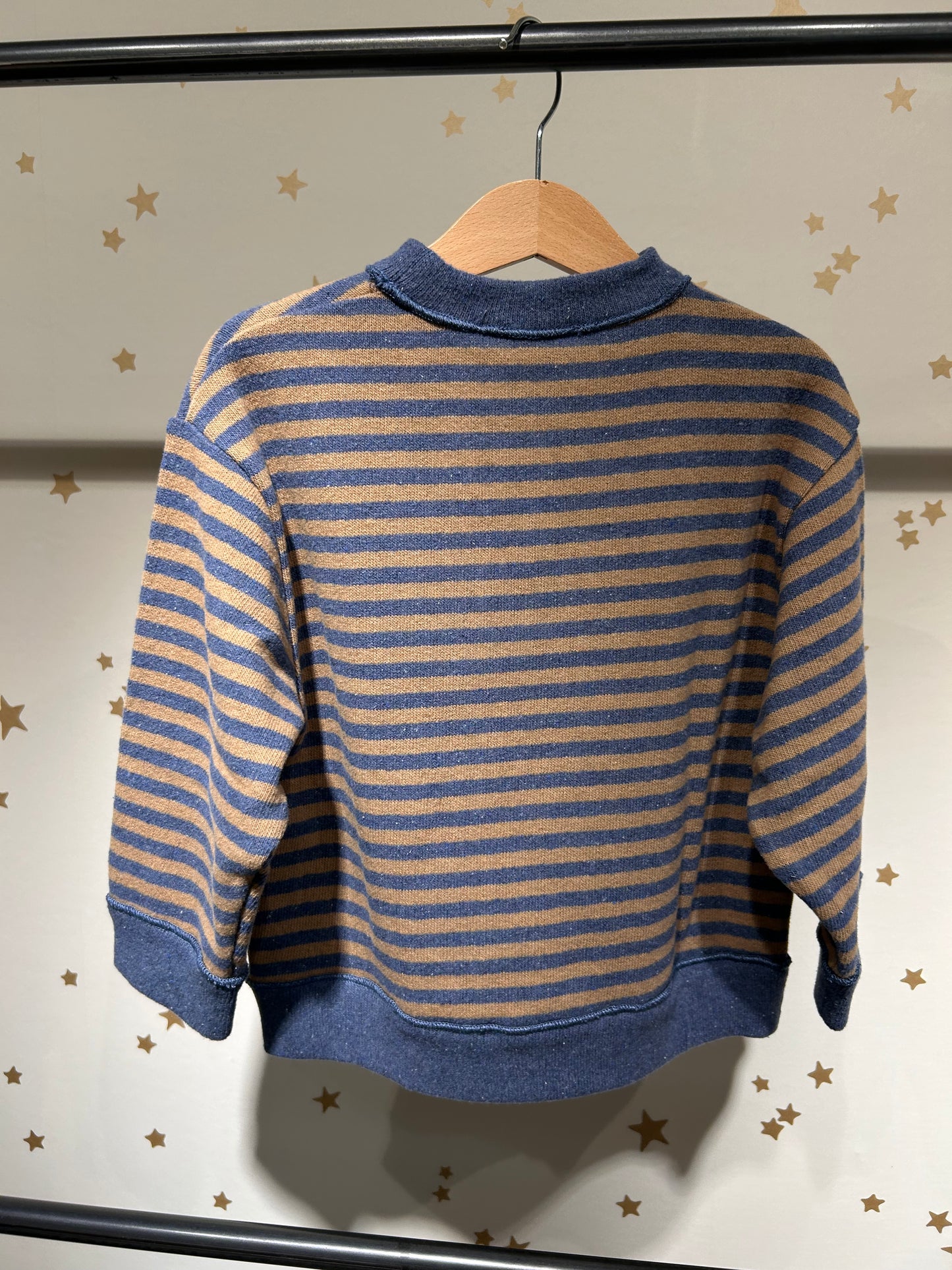 Felpa riga legno/blu caldo cotone