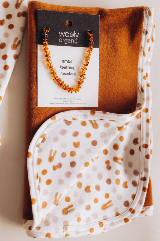 Coperta reversibile pois caramello cotone BIO