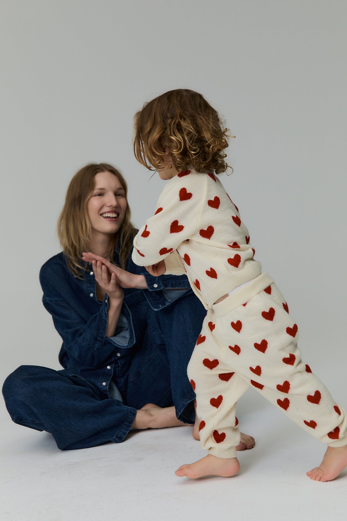 Completo Cardigan e Pantaloni baby Fuji cuori