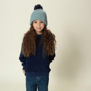 Cuffia pompon Big Bee azzurro
