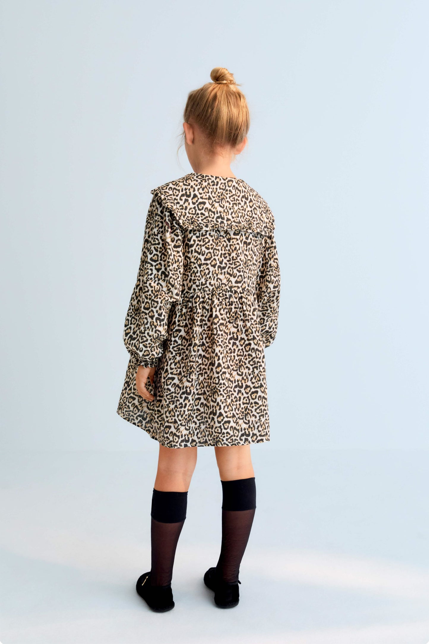 Abito leopardato con maxi collo Nelia