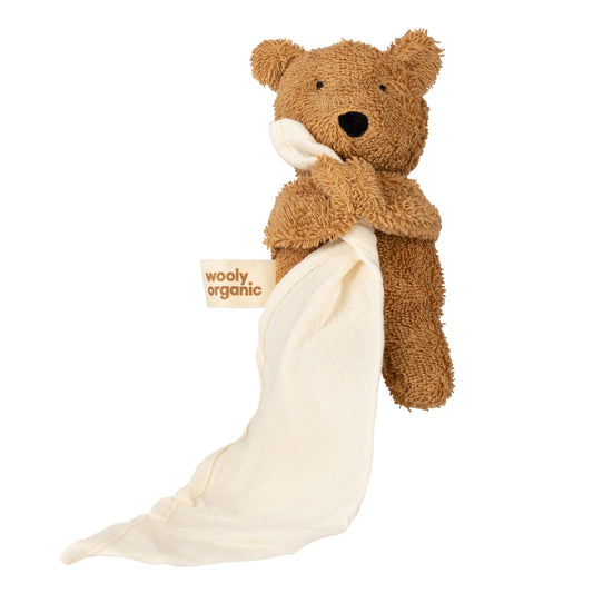Peluches orsetto con panno coccola mussola cotone bio
